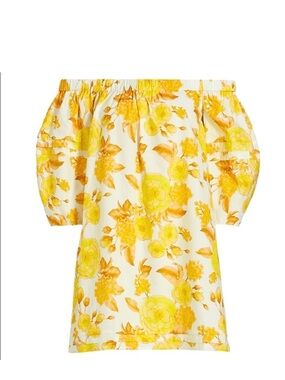 ba&sh Yellow Floral Off-Shoulder Mini Dress